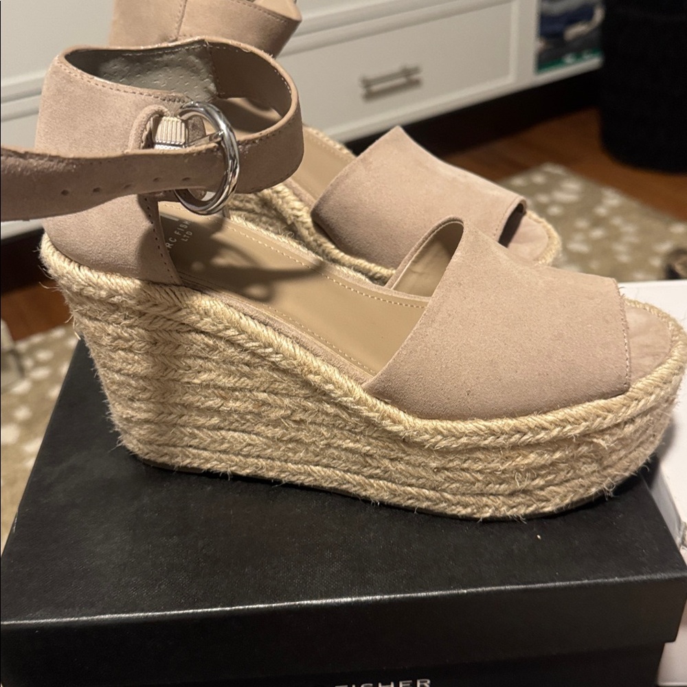 Marc Fisher Light Tan Wedge Sandals - Picture 3 of 8